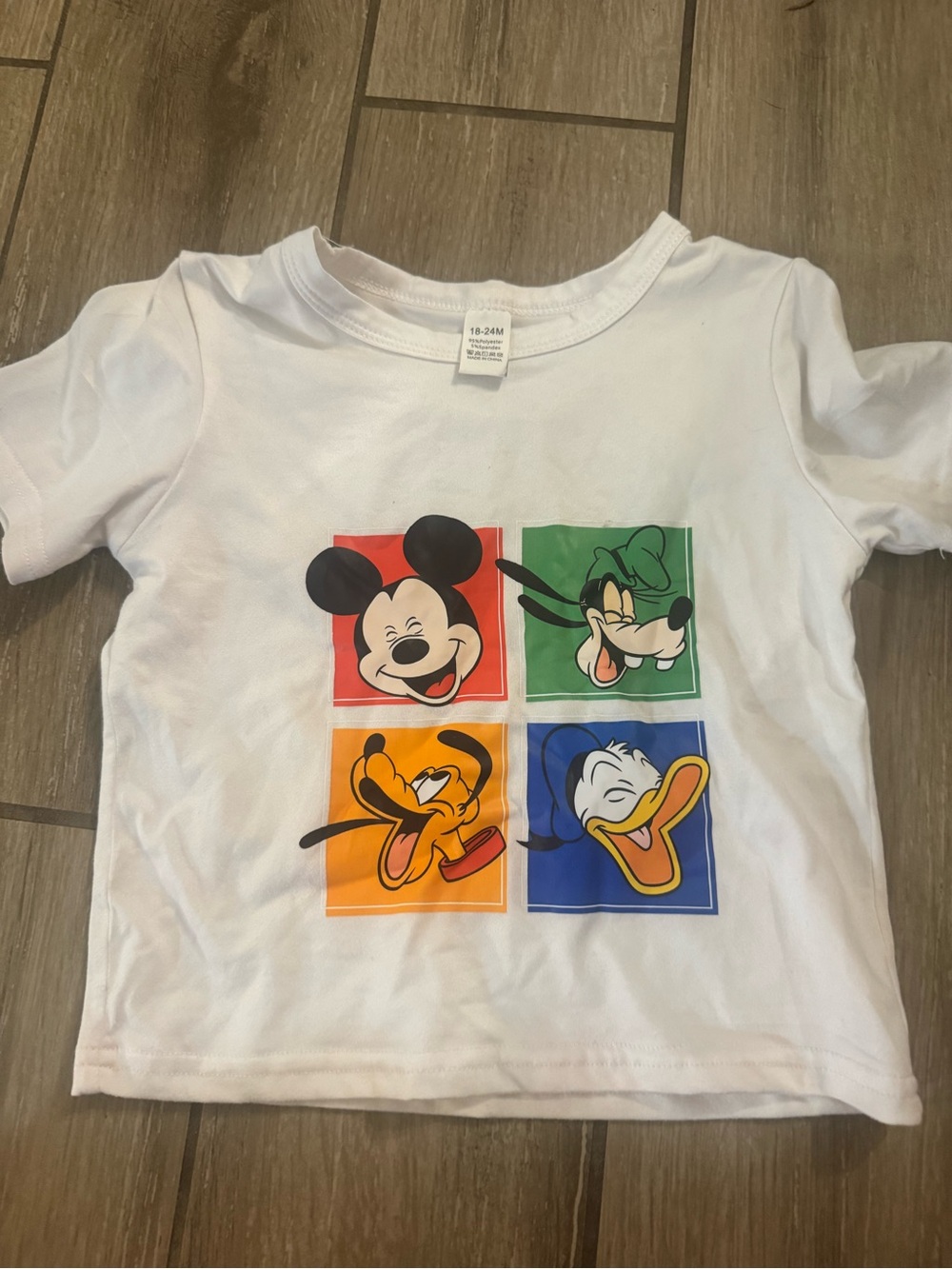 Disney White Kids Short Sleeve Tee with Mickey, Goofy, Pluto & Donald